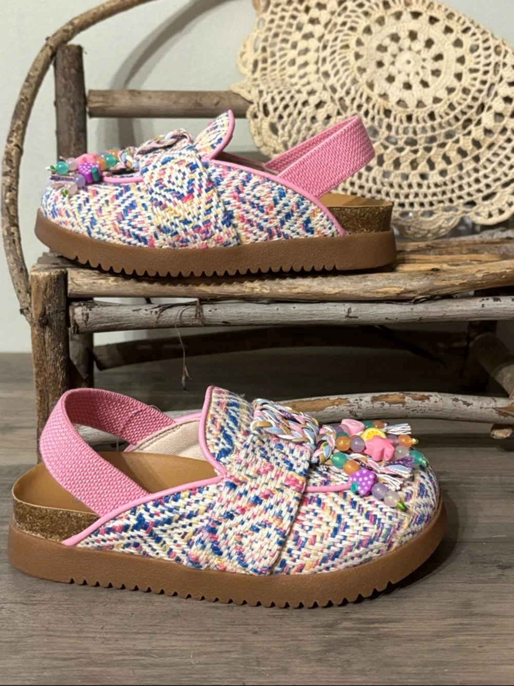 Steve Madden TODDLER Girls Size 9 Mazie Pink Beaded Sling-back Clog  NIB